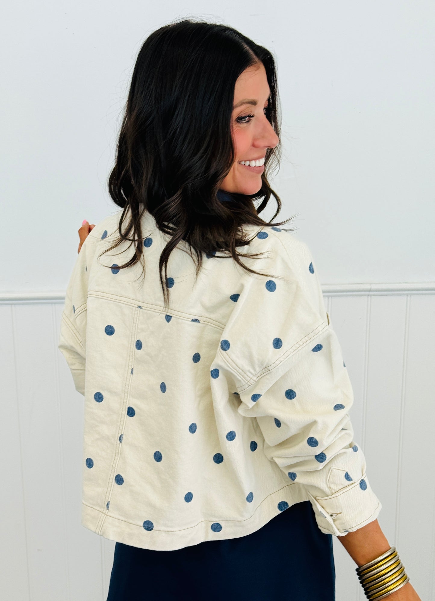 Cream/Navy Polka Dot Barn Jacket (Reg.)