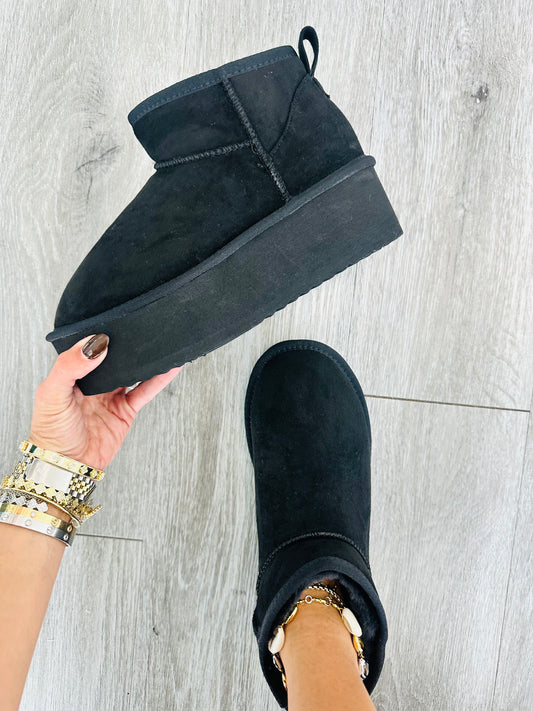 Black Snuggle Up Platform Bootie