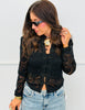 Black Lace LS Button Up Blouse (Reg.)