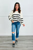 Striped Open Back Strap Sweater Top (Reg)