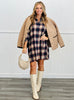 Taupe Combo Plaid Oversized Button Down Top (Reg.)