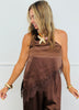 Brown Satin One Shoulder Top & Pants Set (Reg.)