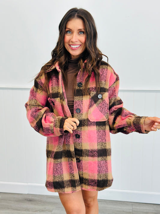 Plaid Button Down Jacket (Reg. and Plus)