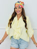 Yellow Gingham Ruffle Button Down Top (One Size)
