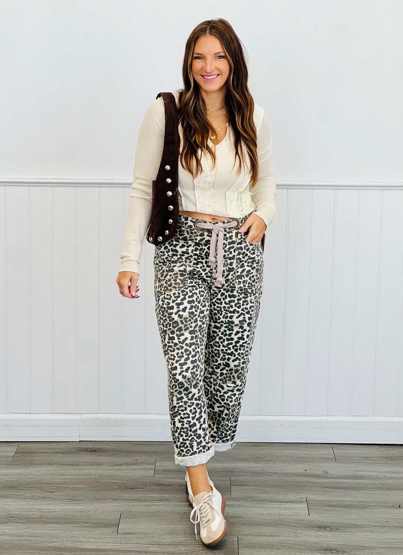 Leopard/Oatmeal Braided Waist Belt Pants (Reg.)