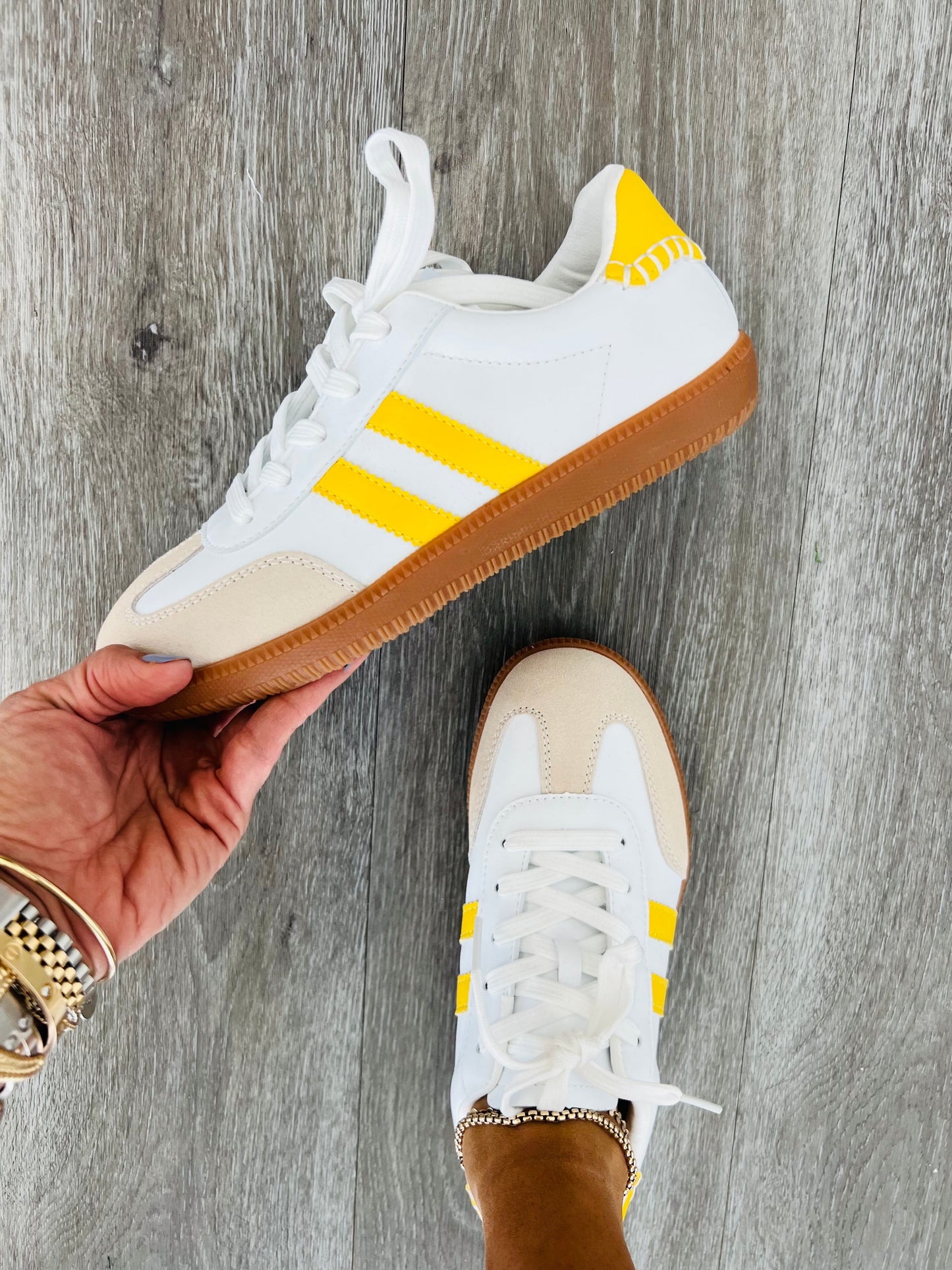 White/Yellow In Touch Sneakers