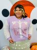 Purple Glitter Skeleton Sequin Sleeves LS Top (Reg. and Plus)