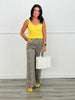 Camel Animal Print Washed Twill Pants (Reg & Plus)