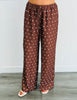 Brown Polka Dot Drawstring Pants (Reg & Plus)