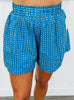Blue Polka Dot Wide Leg Paperbag Waist Shorts (Reg.)