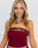 Burgundy Sequin Foldover Tube Top (Reg.)