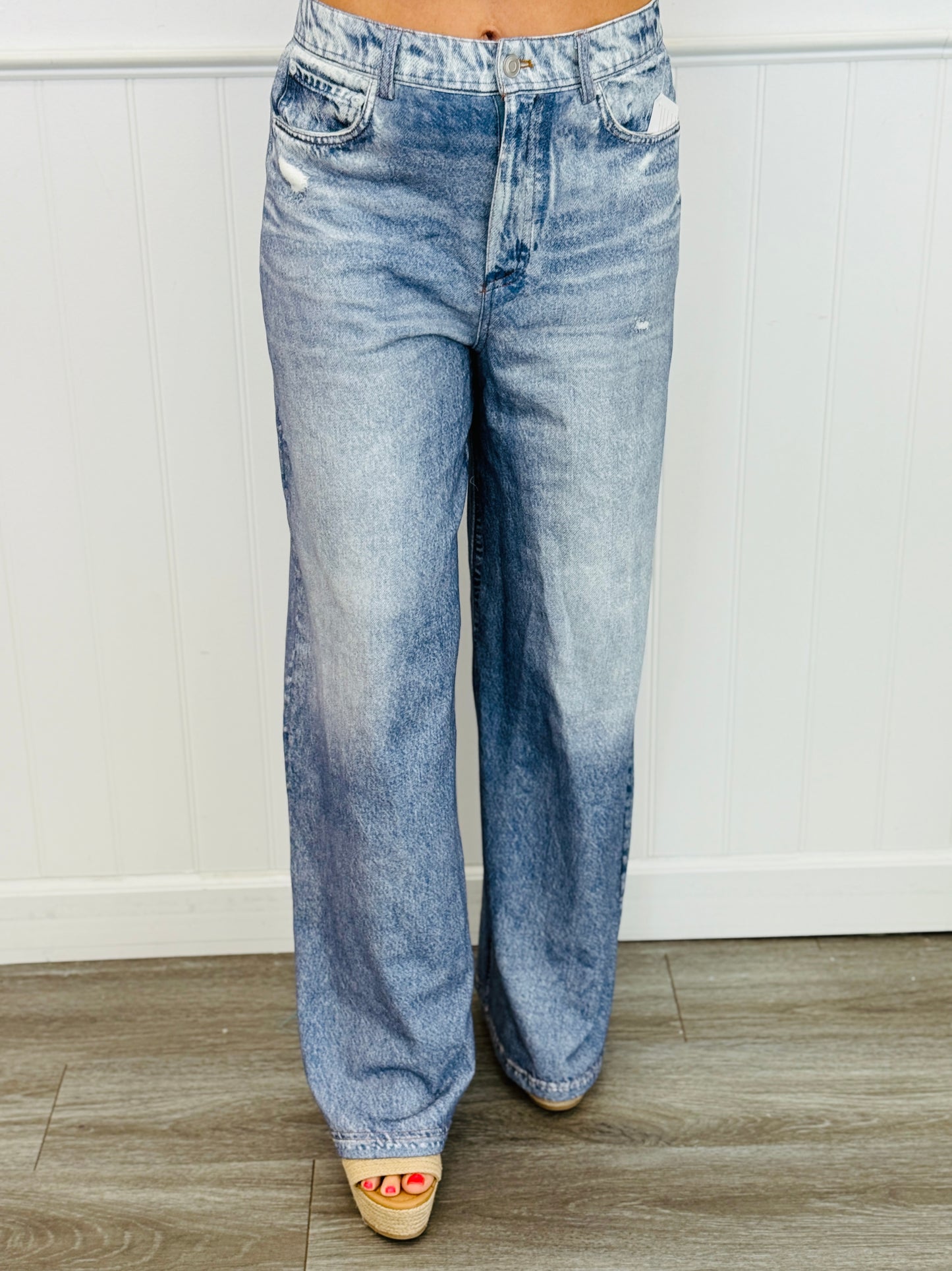 Illusion Remix Denim Blue Printed Terry Pants (Reg.)
