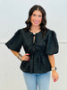 Lace Bow Detail Peplum Top (Reg.)