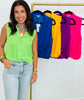 Knotted Collared Sleeveless Top (Reg.)-5 Colors