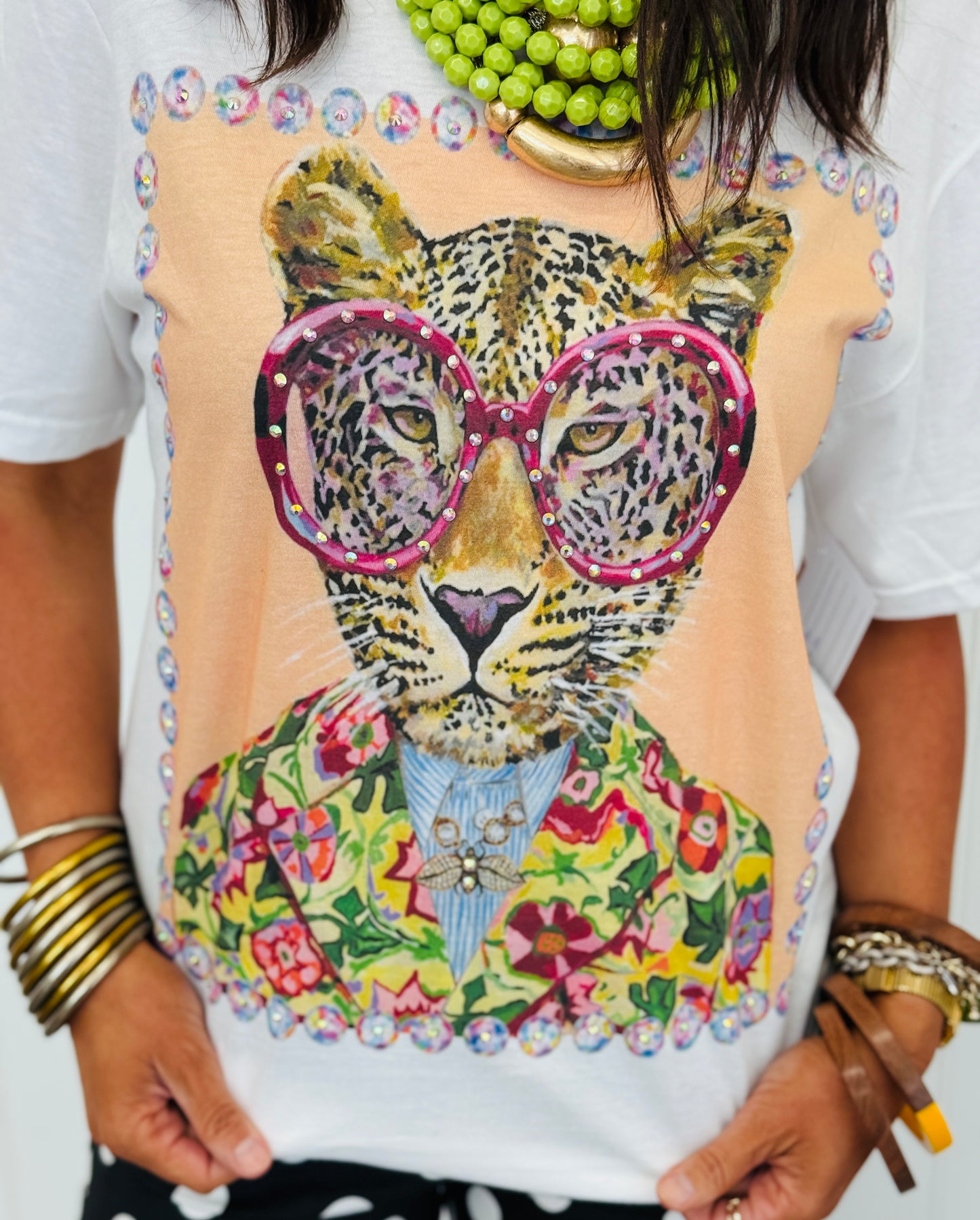 Leopard Frame Bling Tee (Reg. and Plus)