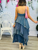 Oli & Hali Dolphin Blue Tiered Maxi Dress (Reg.)