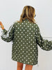 Olive Polka Dot Side Striped Jacket & Pants Set (One Size)