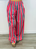 Pink Teal Striped Wide Leg Pants (Reg & Plus)