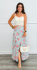 Lt. Denim Floral Print Front Slit Midi Skirt (Reg. and Plus)
