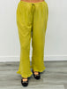 Chartreuse Polka Dot Ruffle Hem Pants (Reg.)