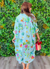 POL Aqua Multi Floral & Contrast Stripe Midi Dress (OS)
