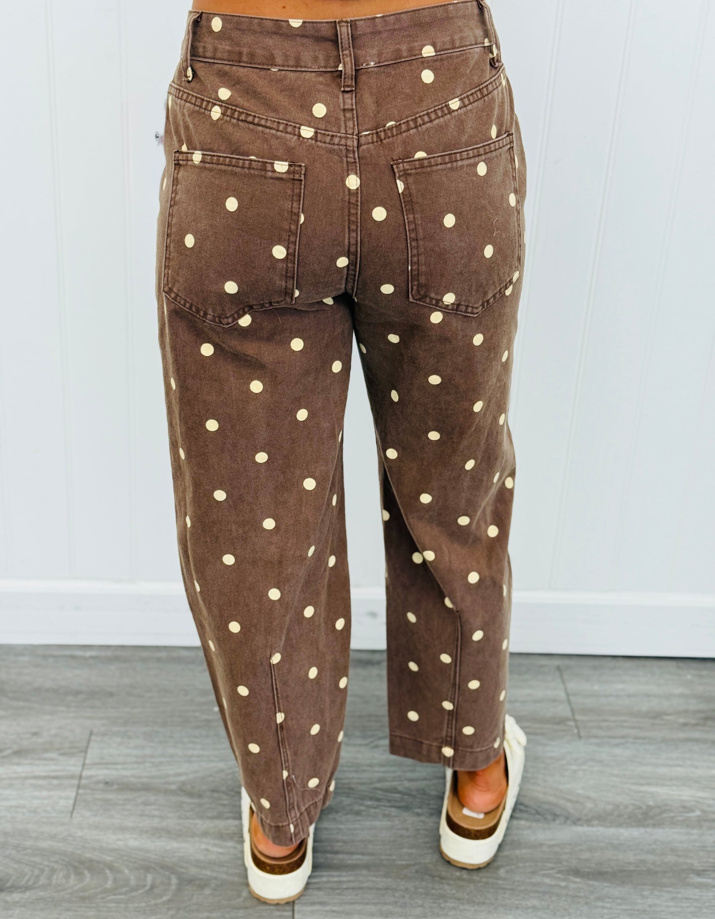 Brown Washed Denim Polka Dot Ankle Pants (Reg.)