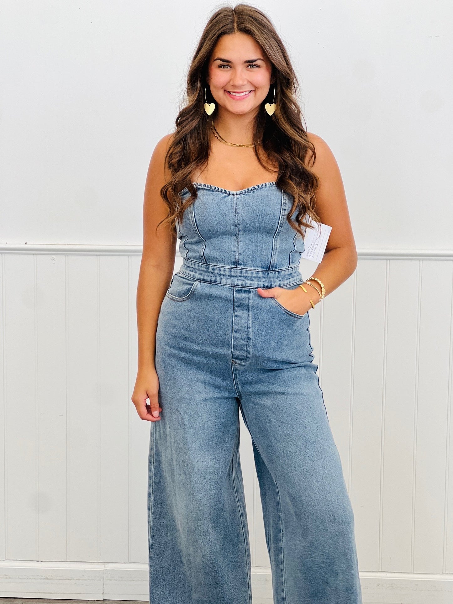 Denim Blue Strapless Jumpsuit (Reg.)