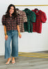 Plaid Tie Neck Puff Sleeve Top (Reg.) - 4 Colors