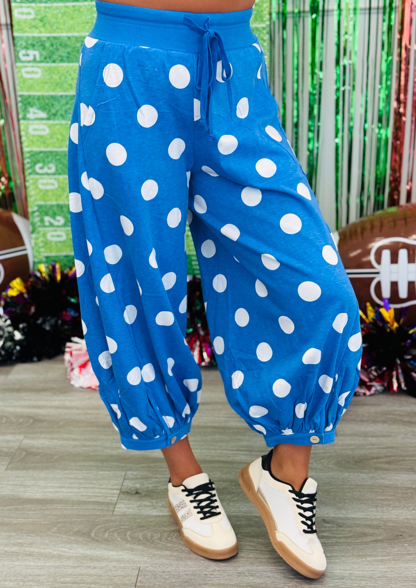 Azure Blue Polka Dot Balloon Pants (Reg & Plus)