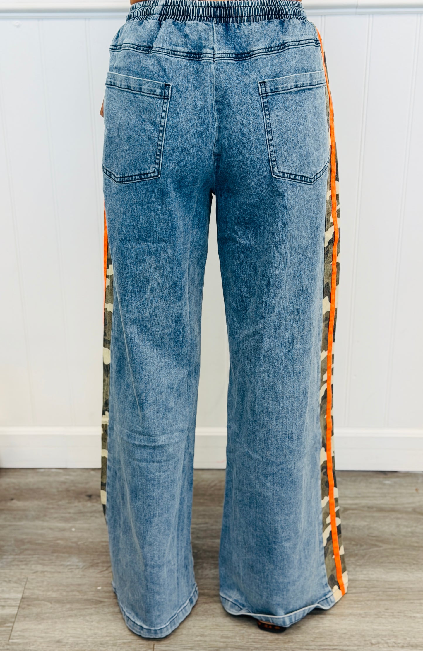 Camo Side Stripe Denim  Pants (Reg & Plus)