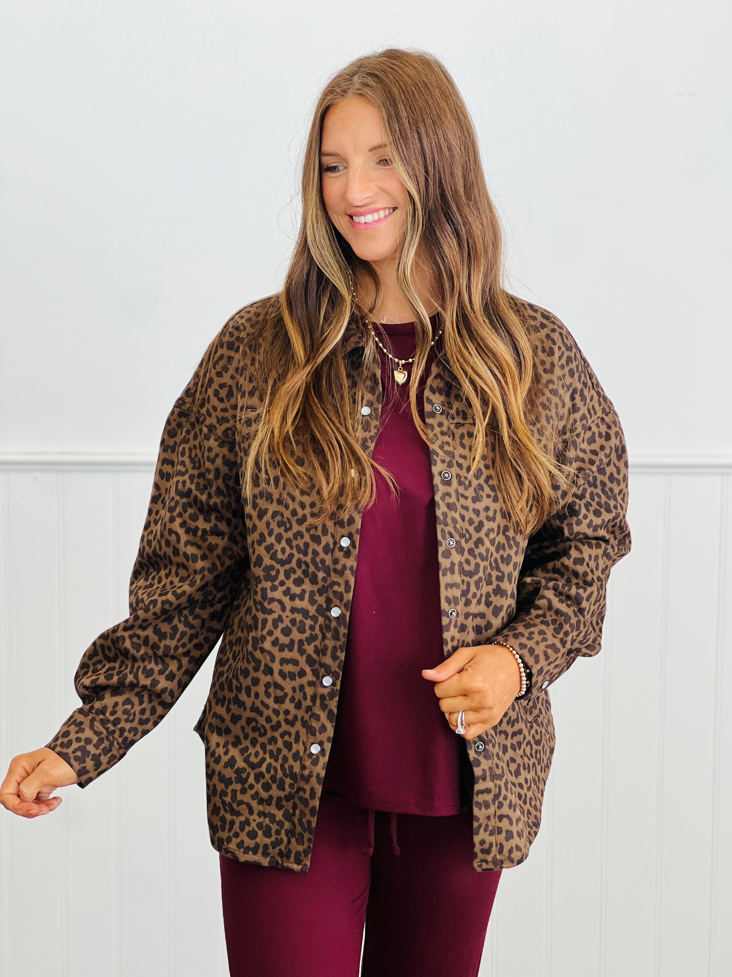 Leopard Print Long Sleeve Shirt (Reg & Plus)-2 Colors