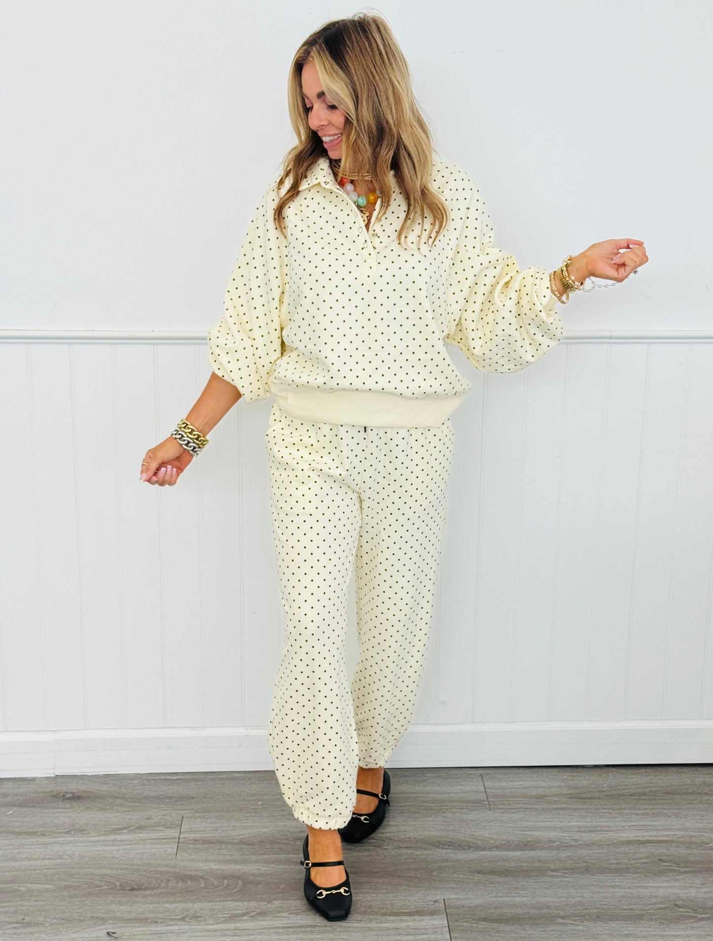 Cozy Micro Polka Dot Jogger Pants (Reg.) - 2 Colors