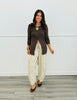 Contrast Waist Textured Cropped Pants (Reg. and Plus) - 2 Colors