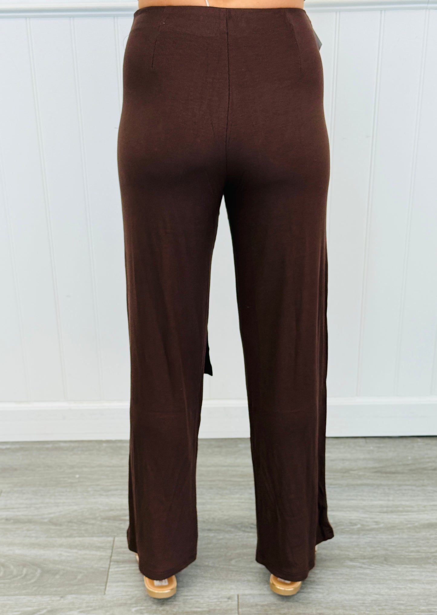 Luxe Chocolate Buckled Sash Pants (Reg.)