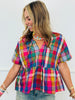 Plaid Babydoll Self Tie Detail Blouse (Reg.)