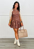 Brown/Beige Embroidered  Mini Dress (Reg.)