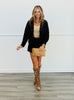 Black Laser Cut Floral Suede Skort (Reg & Plus)