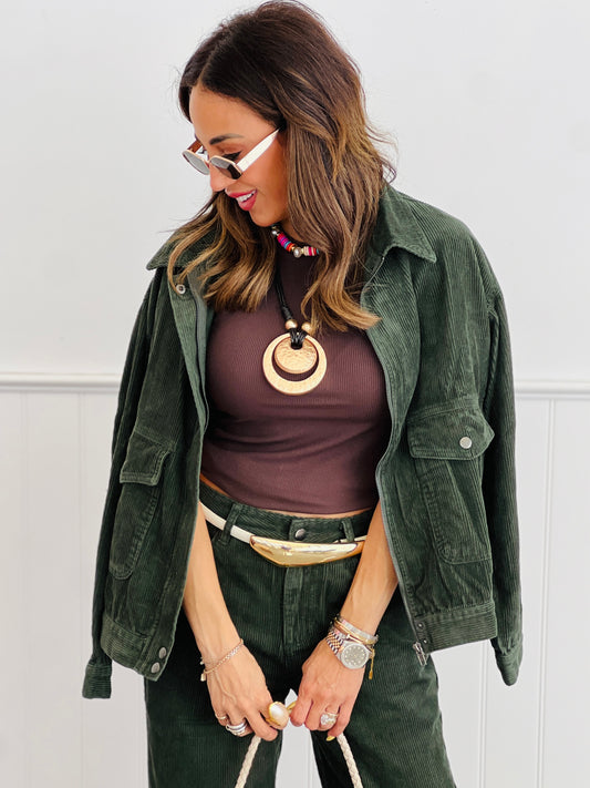 Deep Olive Corduroy Jacket (Reg.)