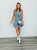 Medium Wash Denim Studded Mini Dress (Reg)