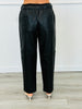 Black Faux Leather Drawstring Pants (Reg.)