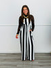 Black/Ivory Striped Bib Overalls (Reg & Plus)