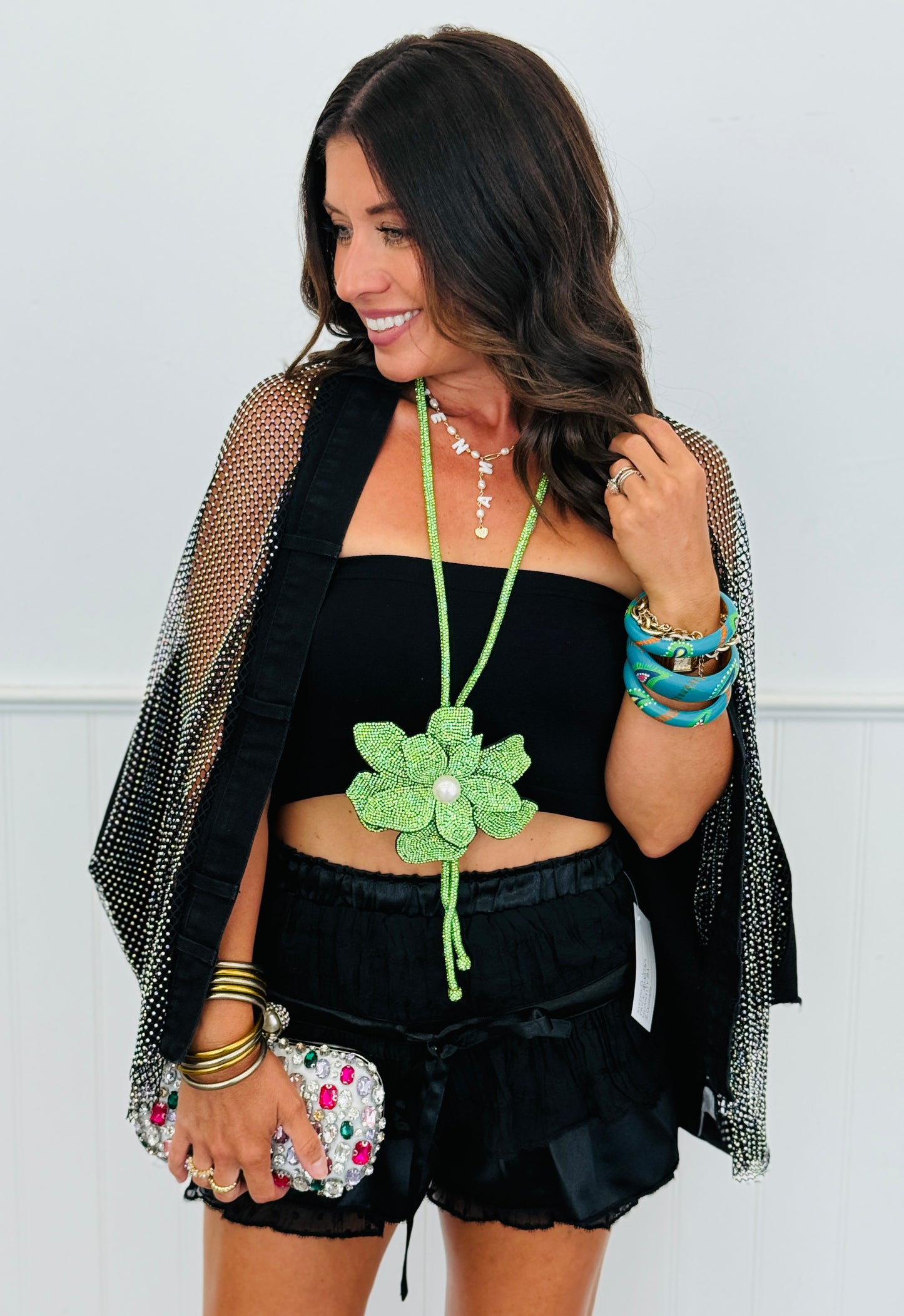 Black Sparkly Mesh Detailed Cardigan (Reg. and Plus)