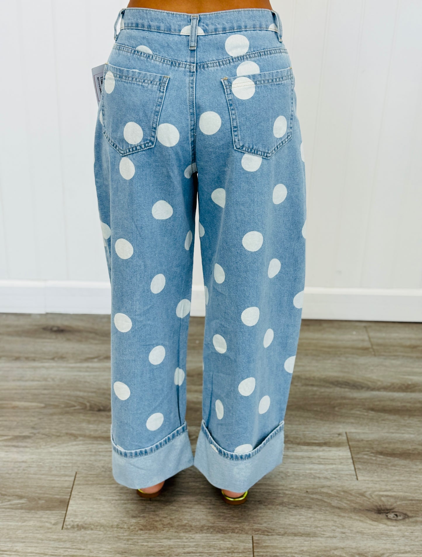 Lt. Denim Polka Dot Cuffed Hem Barrel Pants (Reg.)