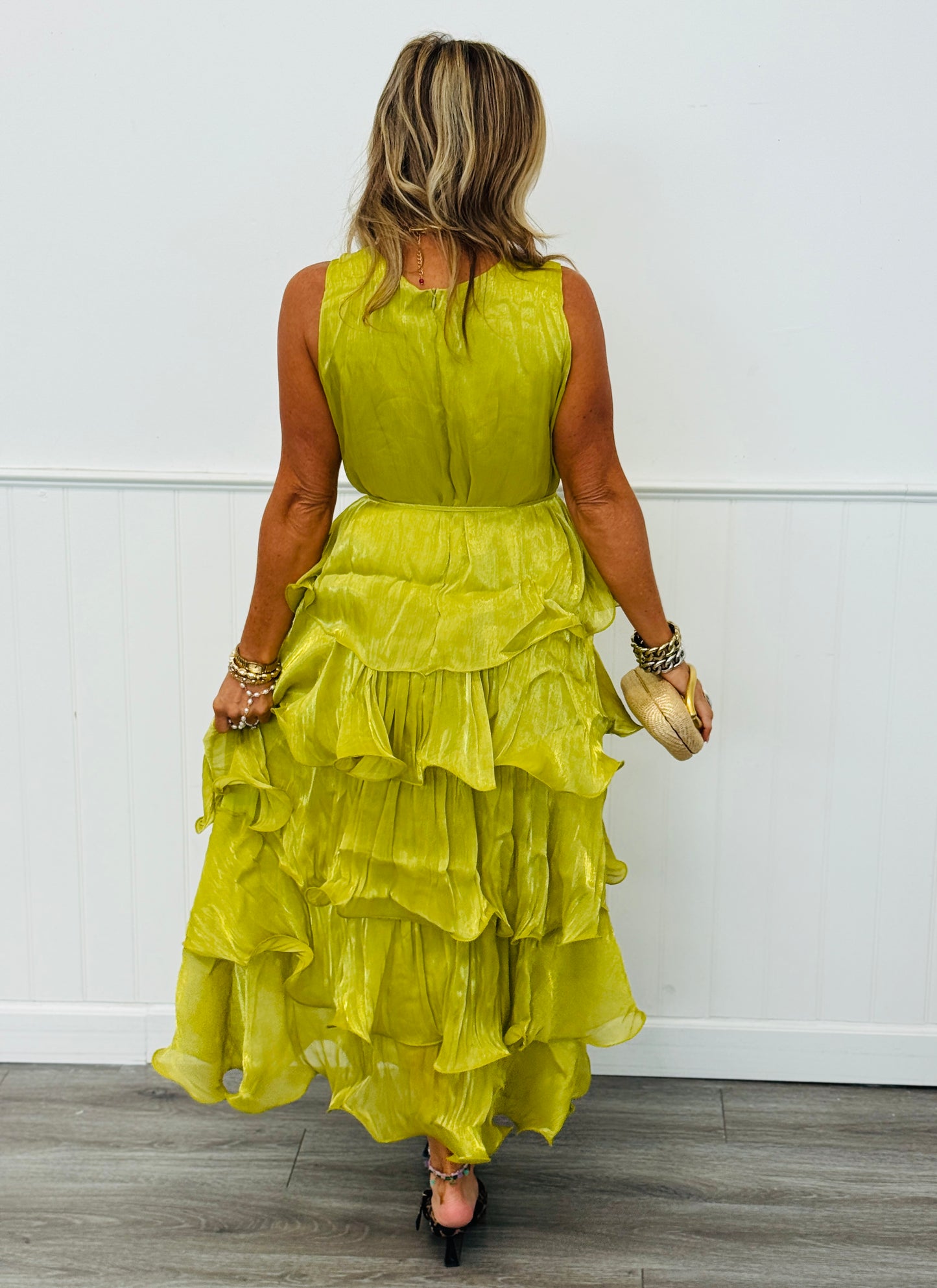 Shimmer Ruffle Tiered Sleeveless Maxi Dress (Reg. & Plus) - 3 Colors
