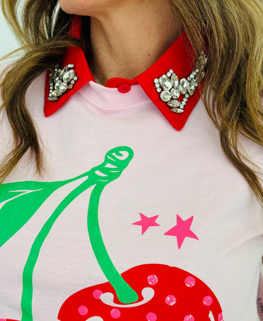 Red Crystal Faux Collar (OS)