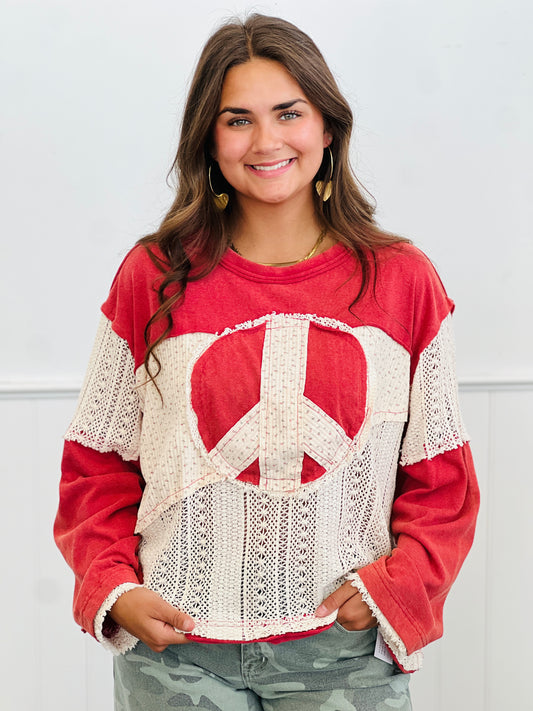 POL Red Peace Patch Long Sleeve Top (Reg.)