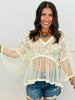 Ecru Sheer Lace Flowy Blouse (Reg.)