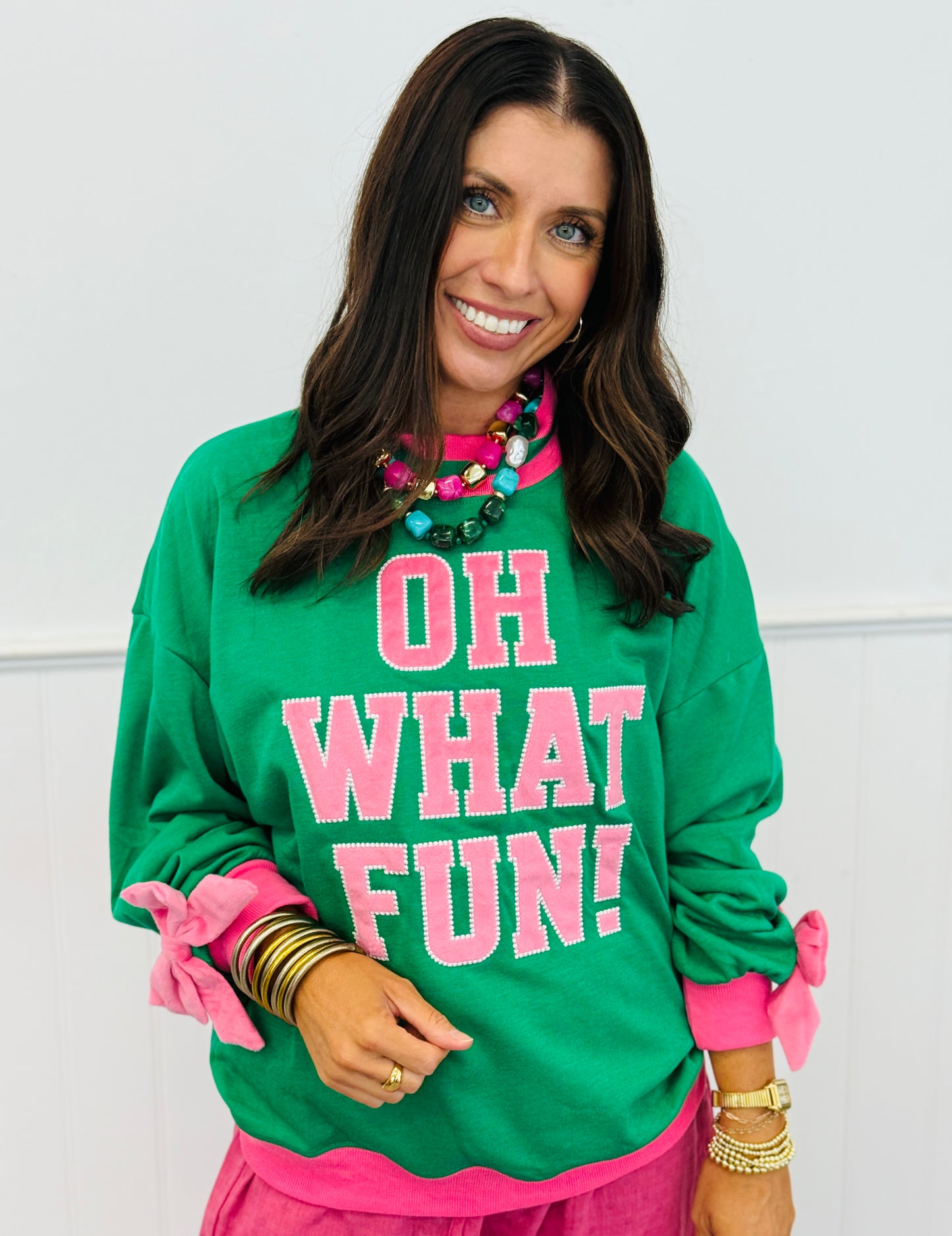 Green Oh What Fun Mock Neck Top (Reg. and Plus)