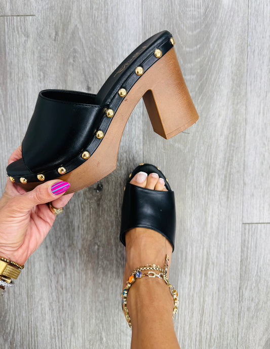 Black Stunningly Studded Heels