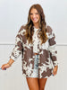 Cow Print Collared Button up Top (Reg.)
